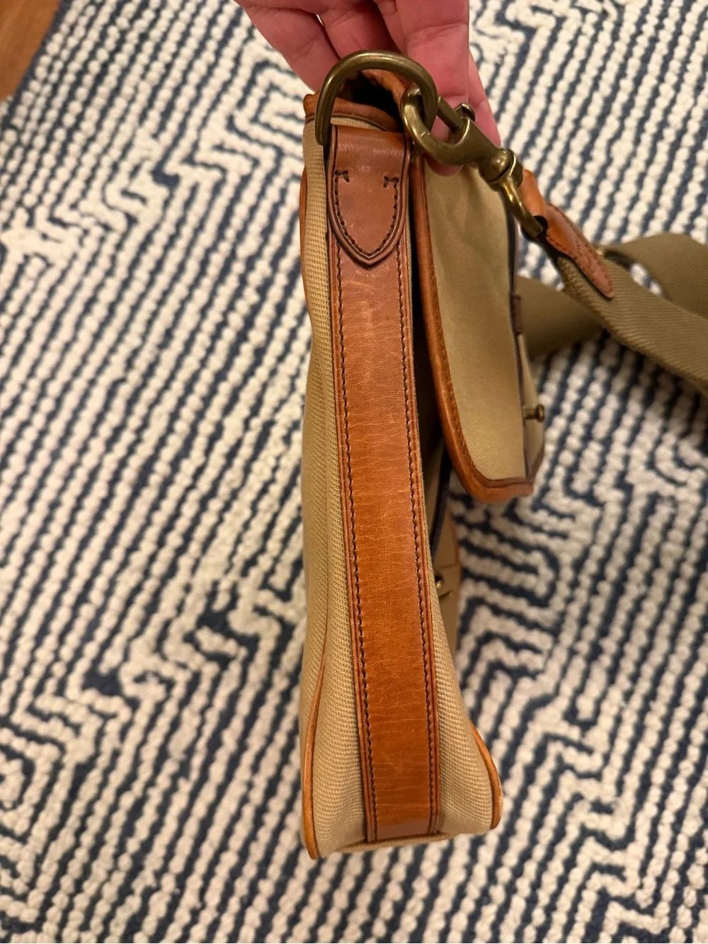 Polo Ralph Lauren Vintage Canvas Leather Trimmed Crossbody Messenger Bag